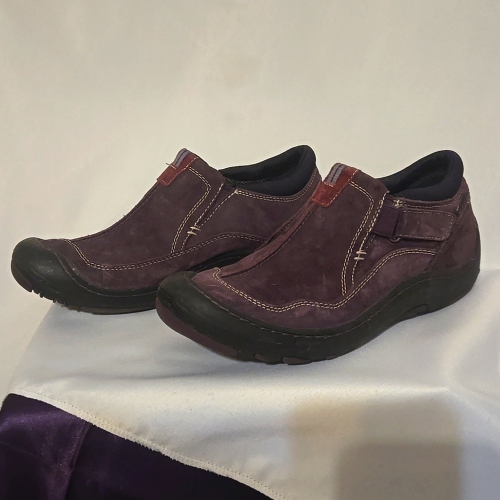 Pr!vo, Shoes, Suede Leather, Slip-on Sneakers, Sz 7.5 Wide, Plum/Black,